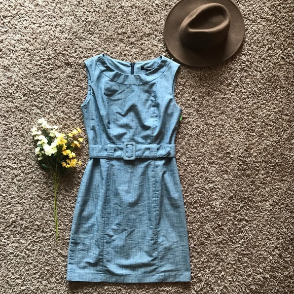 Sharagano Dresses & Skirts - NWOT Sharagano Belted Chambray Career Sheath Dress